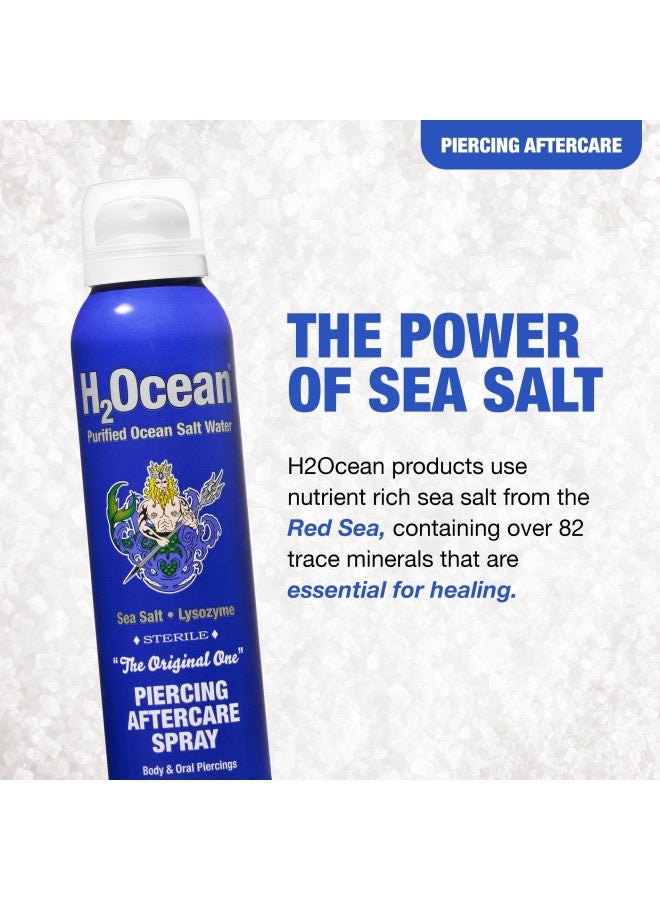 H2Ocean Piercing Aftercare Spray, Sea Salt Keloid And Bump Treatment, Wound Care Spray 4Oz