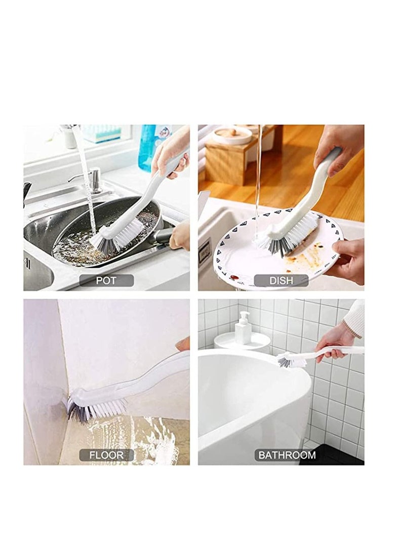 Cleaning Scrub Brush with Handle 2 Pcs Small Stiff Scrub Brush for Cleaning Sink Scrub Brush Bathroom Toilet Kitchen Edge Corner Floor Cleaner Brushes for Household Use Window Track Cleaning Brush