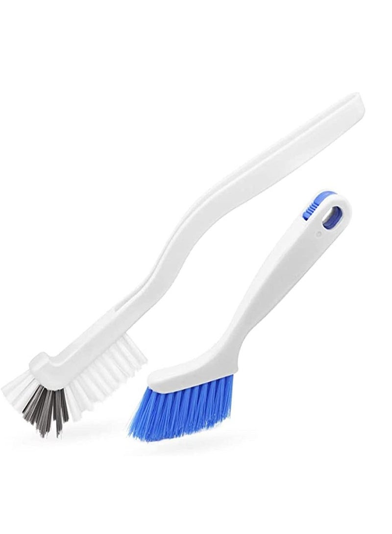 Cleaning Scrub Brush with Handle 2 Pcs Small Stiff Scrub Brush for Cleaning Sink Scrub Brush Bathroom Toilet Kitchen Edge Corner Floor Cleaner Brushes for Household Use Window Track Cleaning Brush