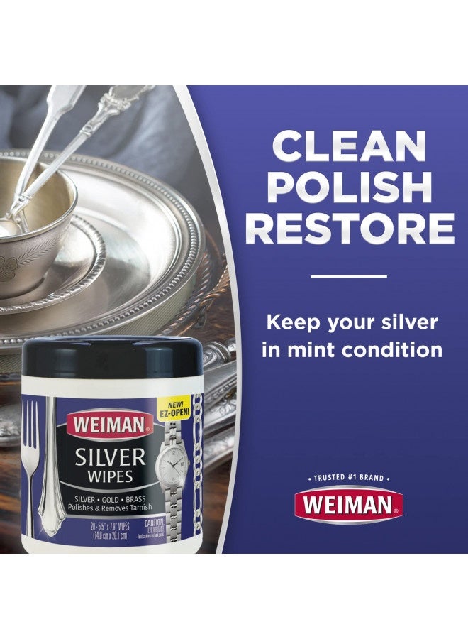 Weiman Jewelry Polish Cleaner, Tarnish Remover Wipes - 20 Count - Use On Silver Jewelry Antique Silver Gold Brass Copper And Aluminum