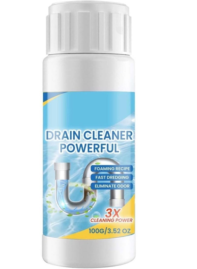 Drain Cleaner Powerful Pipe Dredge Agent Kitchen Excavator Foaming Toilet Roll Tape Lint Remover, for Bathroom Basins Drains 100 G / 3.53 OZ