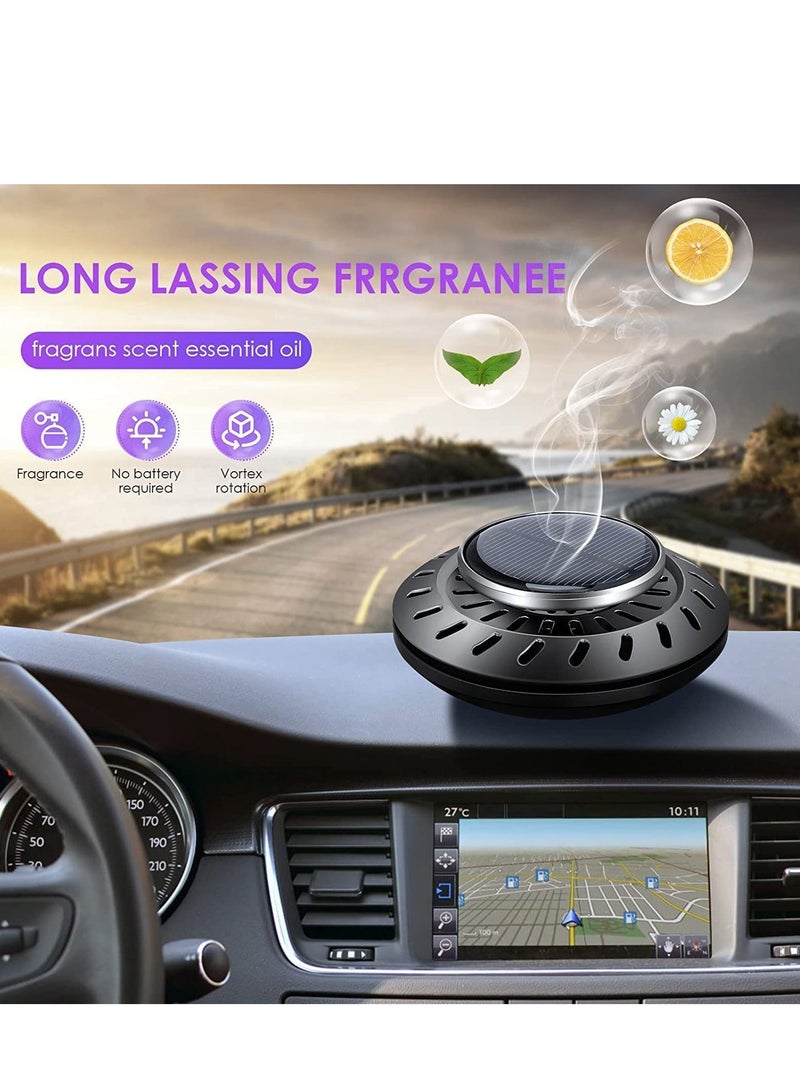 Car Air Fresheners Diffuser Solar Rotating Auto Perfume Diffuser Silent Car Essential Oil Aromatherapy Diffuser for Vehicle Home Office