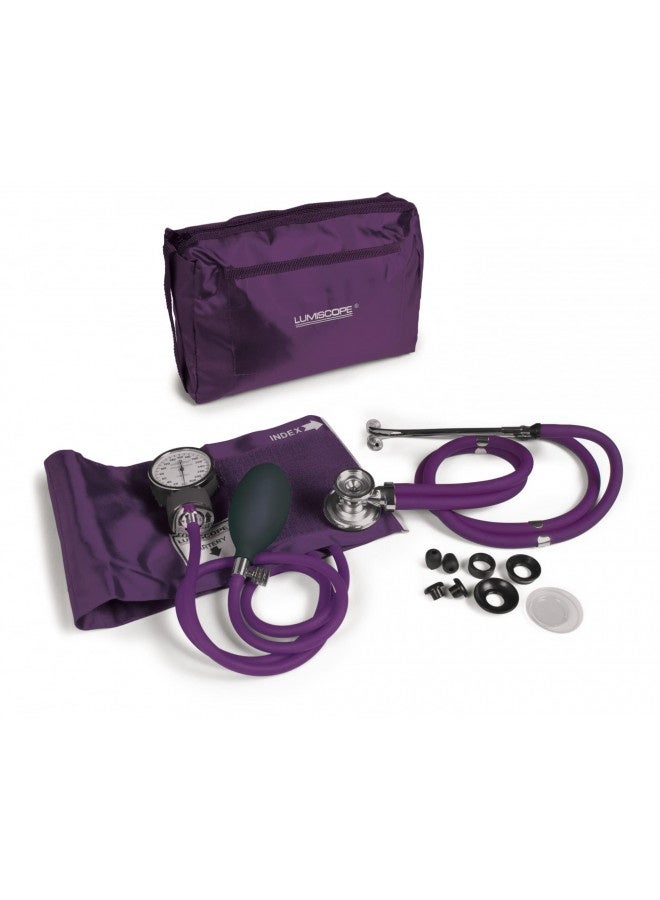 Lumiscope Professional Blood Pressure Kit - Stethoscope, Manual Bp Cuff, Sphygmomanometer - Grape