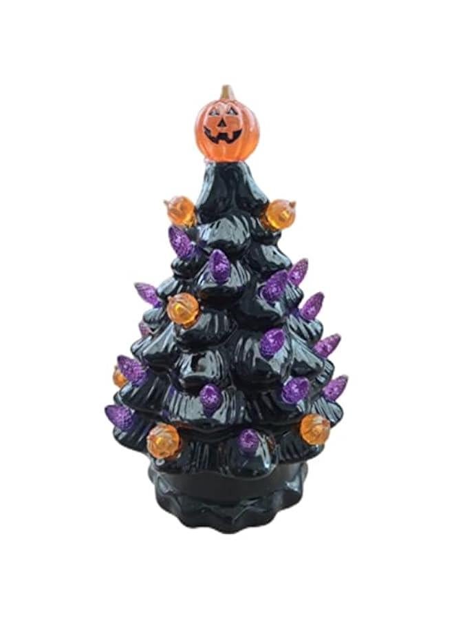 Lighted Ceramic  Tree Tabletop Glowing  Decoration  Tree Pumpkin Light