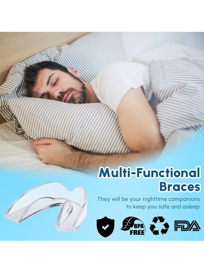 Night Guards for Teeth Grinding Mouth Guard for Sleep Mouth Guard for Clenching Teeth at Night, Portable Dental Guard, 2 Sizes for Light Grinding for Adults, Bruxism (Set of 4)
