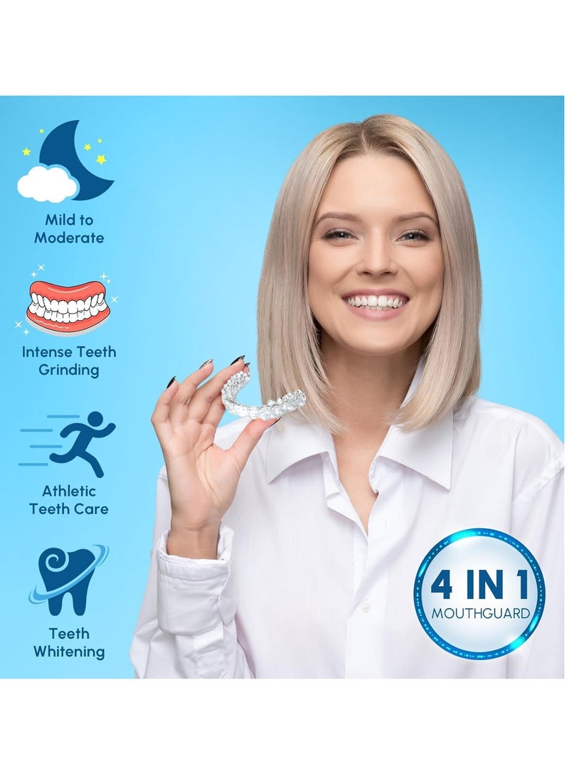 Night Guards for Teeth Grinding Mouth Guard for Sleep Mouth Guard for Clenching Teeth at Night, Portable Dental Guard, 2 Sizes for Light Grinding for Adults, Bruxism (Set of 4)