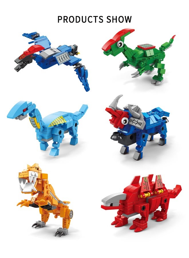 6 in 1 Dinosaurs Building Blocks Set, Dinosaur Mecha Building Toys, Dinosaur Transforming Toy Set, STEM Learning Building Blocks Set, Gifts for Kids Age 6+ Year Old (669 PCS)