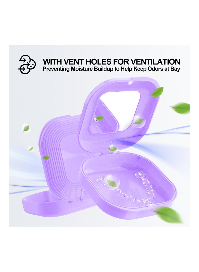 Retainer Case With Built-In Mirror For Dental Retainers Ventilated Retainer Holder Case With Retainer Removal Tool Chewies & Brush Compatible With Invisalign Aligner And Night Guard Case