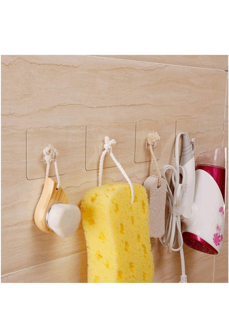 Adhesive Hooks Heavy Duty, 30 PCs Wall Hooks for Hanging, 22lb Heavy Duty Wall Hangers without Nails, 2 in 1 Screw Free Sticker for Wall Mount Shelf, Waterproof Rustproof for Home Kitchen Bathroom