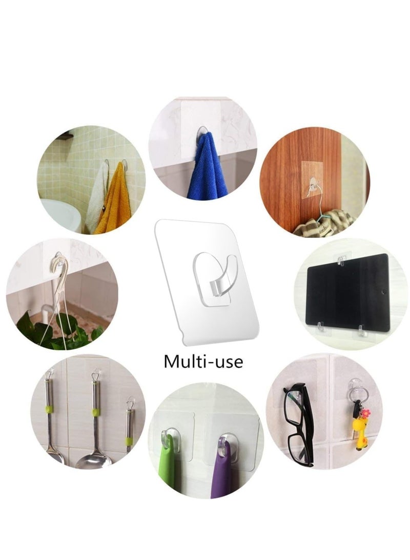 Adhesive Hooks Heavy Duty, 30 PCs Wall Hooks for Hanging, 22lb Heavy Duty Wall Hangers without Nails, 2 in 1 Screw Free Sticker for Wall Mount Shelf, Waterproof Rustproof for Home Kitchen Bathroom