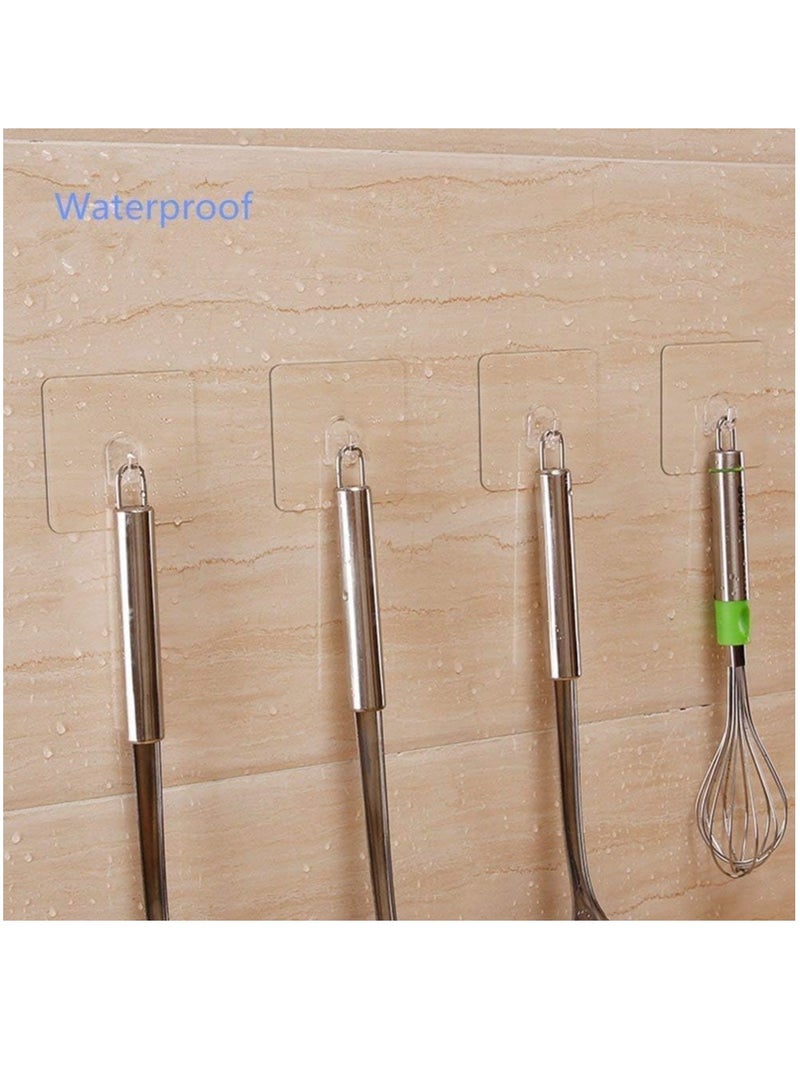 Adhesive Hooks Heavy Duty, 30 PCs Wall Hooks for Hanging, 22lb Heavy Duty Wall Hangers without Nails, 2 in 1 Screw Free Sticker for Wall Mount Shelf, Waterproof Rustproof for Home Kitchen Bathroom
