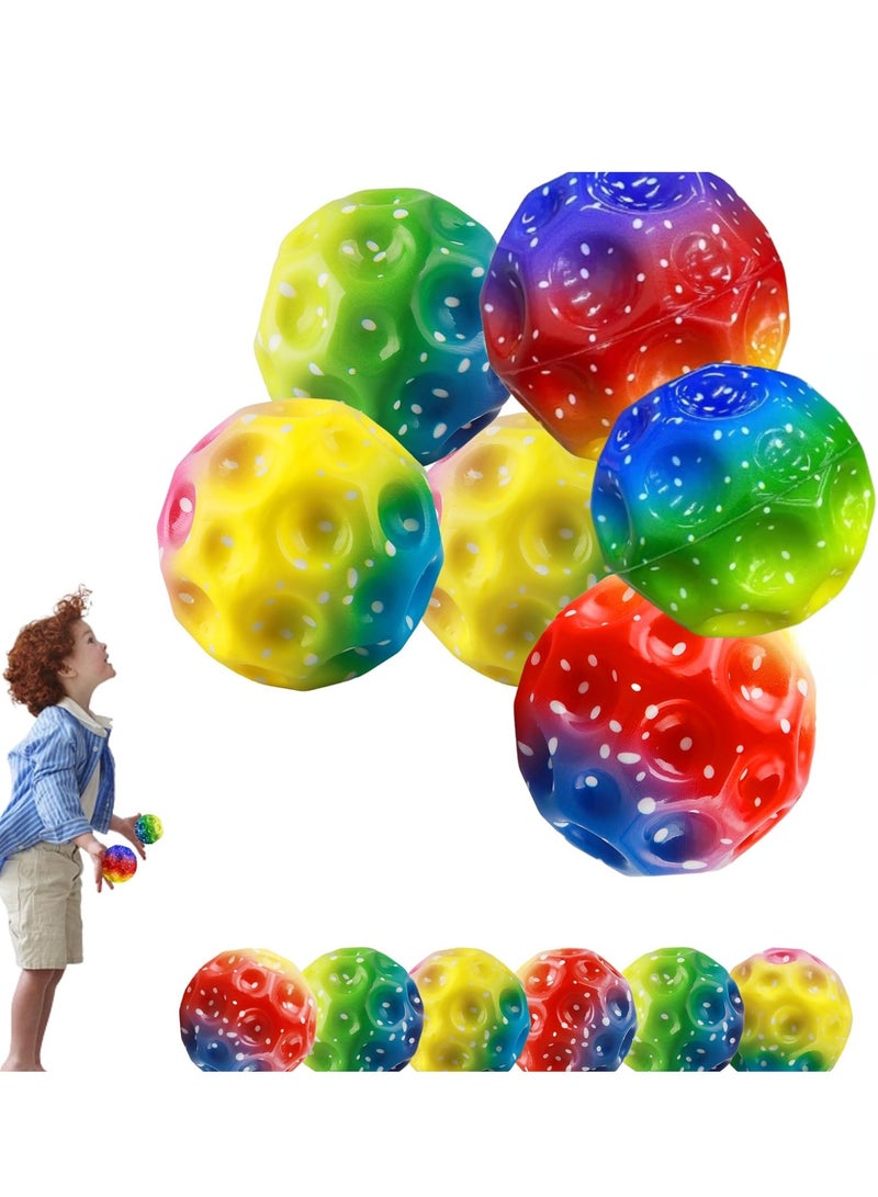 6 PCS Space Ball 6.5cm Extreme Moon Ball PU Bounce Ball Sensory Ball High Bouncing and Sounds Meteor Ball Helps Improve Hand Eye Coordination Great Sensory Ball for Kids Random Color