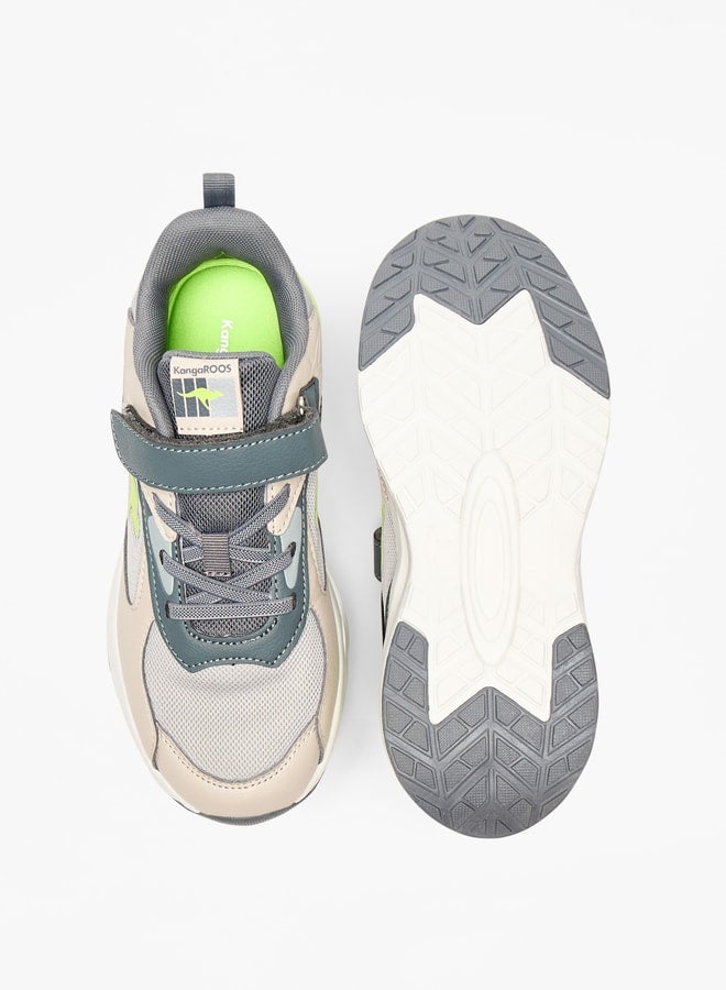 Boys' Panelled Sports Shoes with Hook and Loop Closure