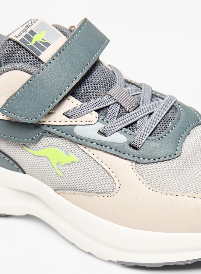 Boys' Panelled Sports Shoes with Hook and Loop Closure