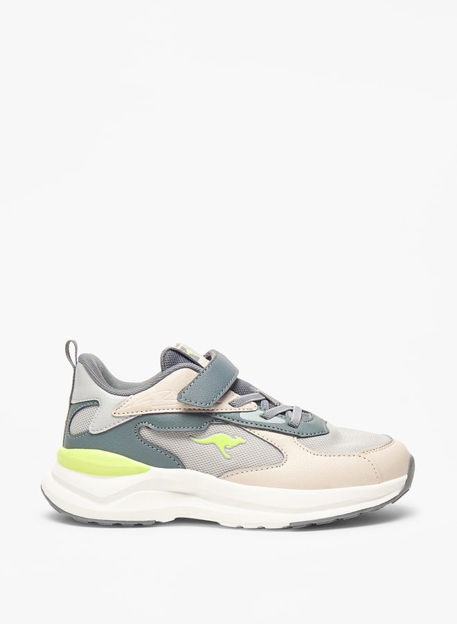 Boys' Panelled Sports Shoes with Hook and Loop Closure