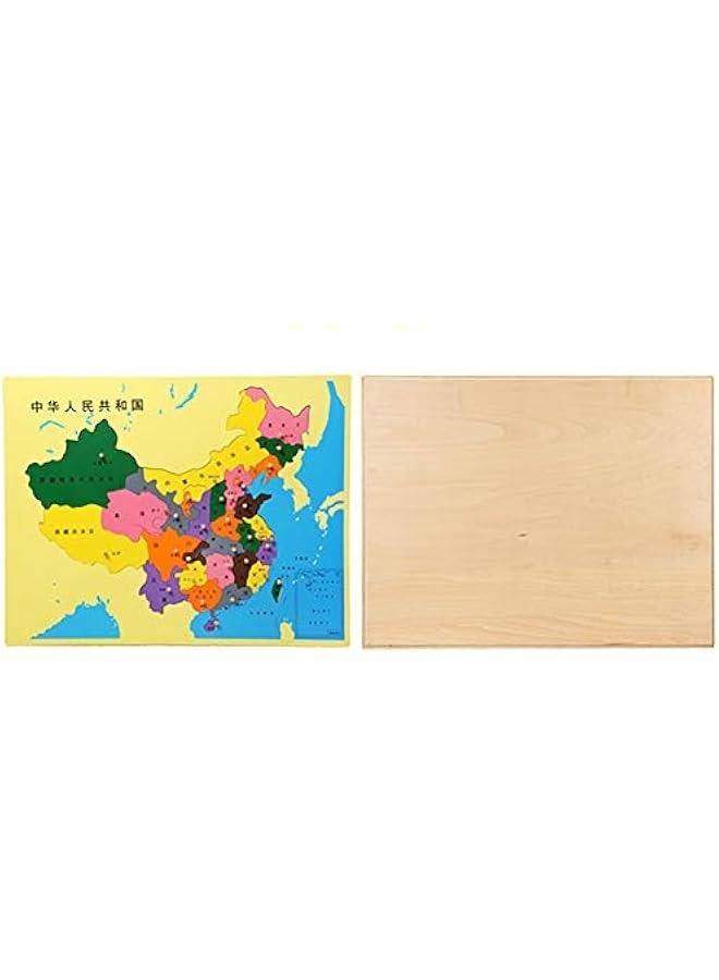 Wooden Peg Puzzle of 7 Continents, Montessori Material Teaches Geography & Shapes (22.6 17.5inch)