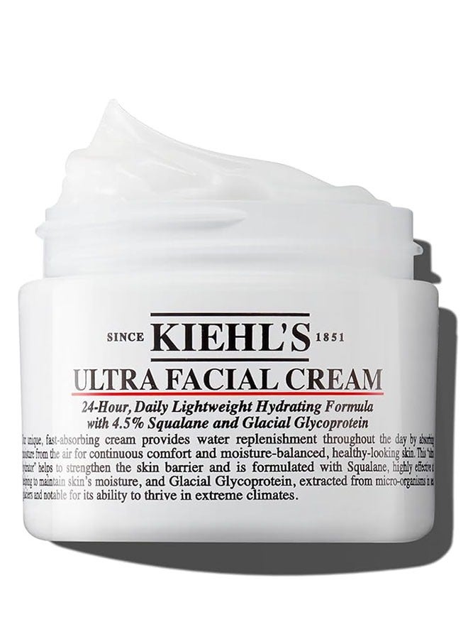 Ultra Facial Cream, 24 Hour, Daily Lightweight Hydrating Formula for Healthy Looking Skin with Glacial Glycoprotein, 125ml