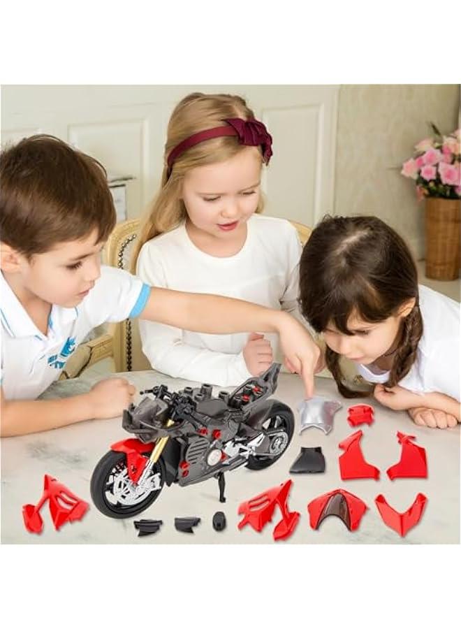 1:12 Ducati Take Apart Motorcycle Toy for Kids Boy Girl and Adult, Assembly Toy Model Car, Building Motorbike Toy Developmental Kids Toy Car, Gift Red.