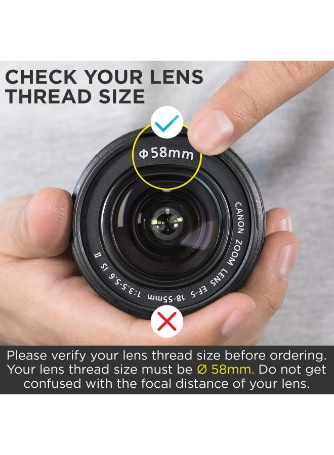 Altura Photo 58Mm 0.35X Fisheye Canon Wide Angle Lens (W/Macro Portion) For Dslr Cameras Eos Rebel 70D 77D 80D 90D T8I T7 T7I T6I T6S T6 T5I T5 T4I T3I T100 Sl1 Sl2 Sl3 - Canon Mount