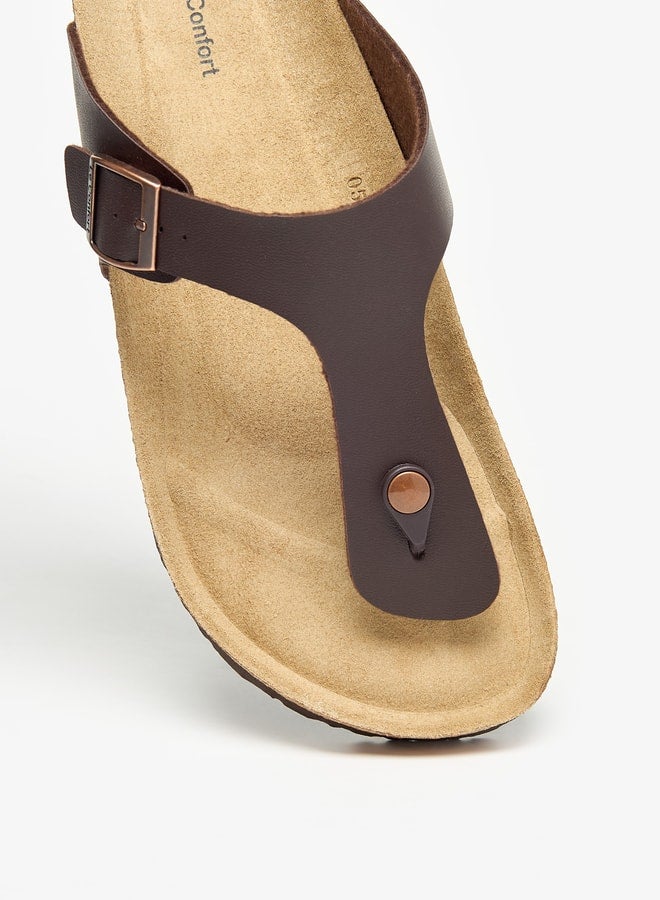 Men Buckle Detail Slip-On Sandals