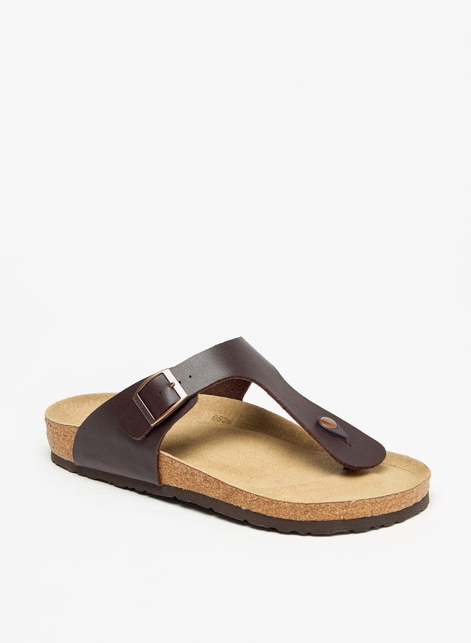 Men Buckle Detail Slip-On Sandals