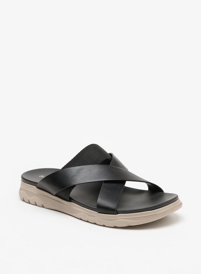Men Solid Criss Cross Strap Sandals