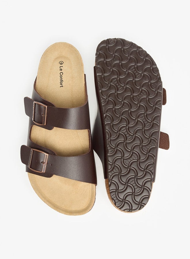 Men Buckle Detail Slip-On Sandals