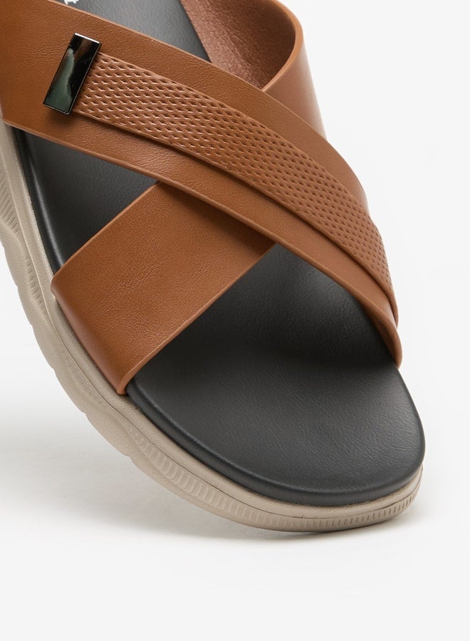 Men Cross Strap Slip-On Sandals