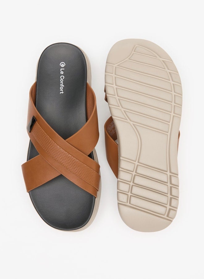 Men Cross Strap Slip-On Sandals