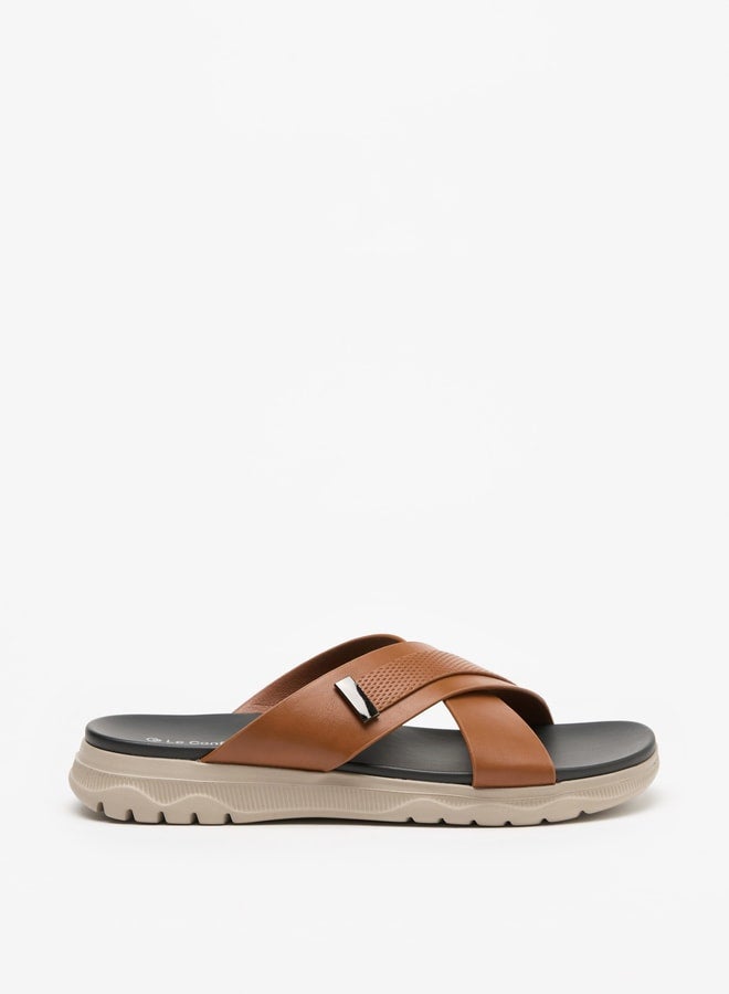 Men Cross Strap Slip-On Sandals