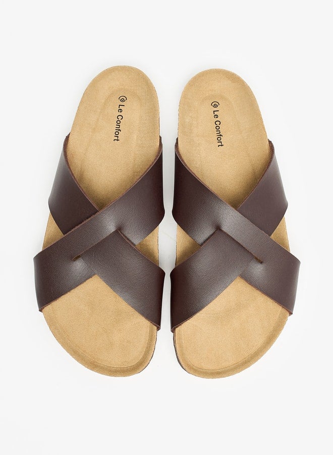 Men Cross Strap Slip-On Sandals