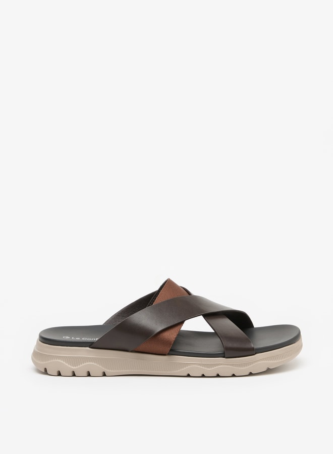 Men Solid Criss Cross Strap Sandals