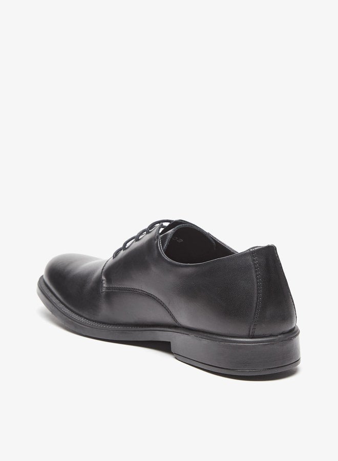 Solid Derby Shoes with Lace-Up Closure