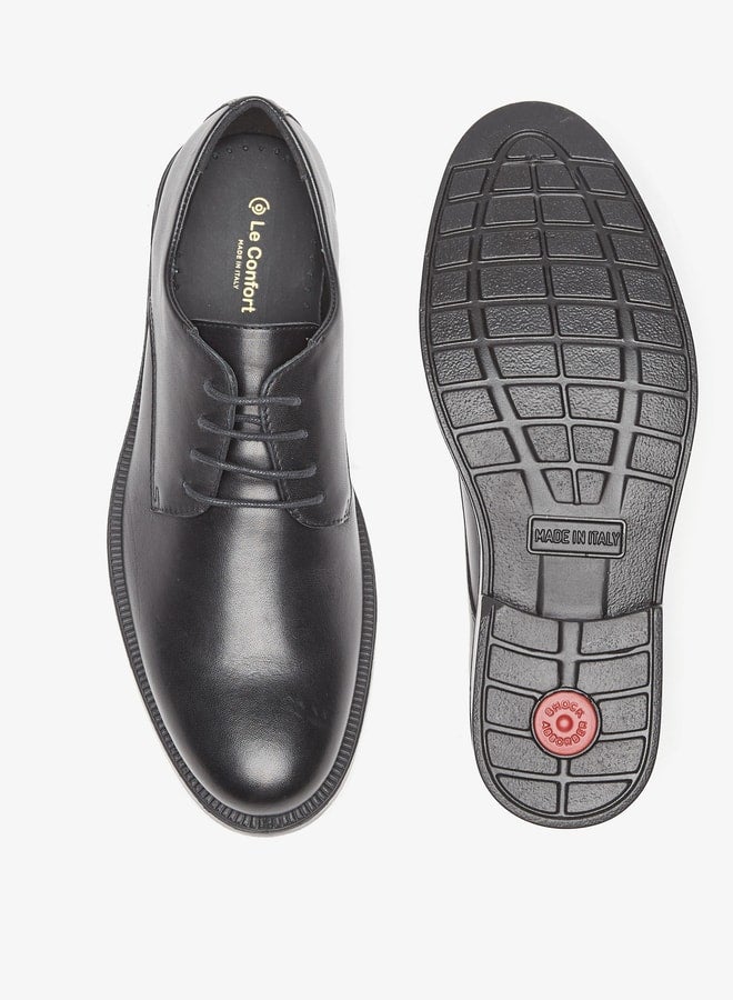 Solid Derby Shoes with Lace-Up Closure