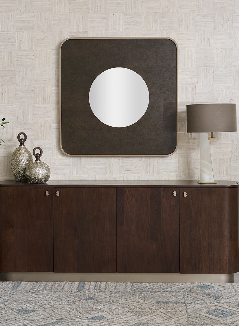 Dacian Mirror, Vesubio Brown Walnut, Lux Titanium