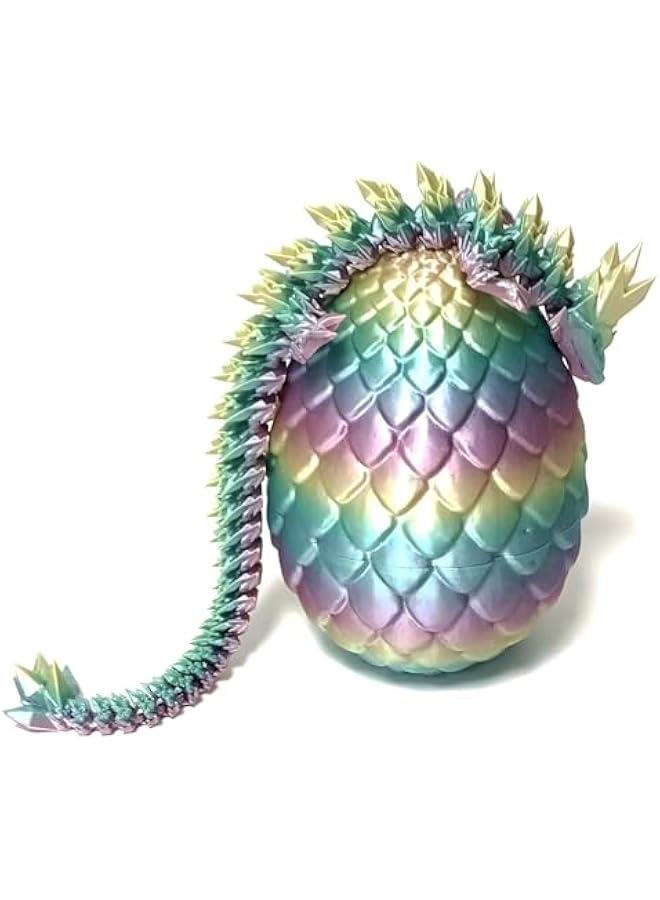 3D Printed Dragon in Egg Crystal Dragon Fidget Toy for Adult Full Articulated Dragon Home Office Decor