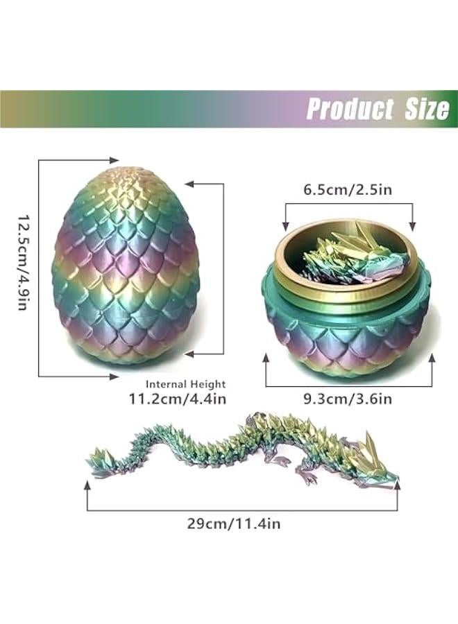 3D Printed Dragon in Egg Crystal Dragon Fidget Toy for Adult Full Articulated Dragon Home Office Decor