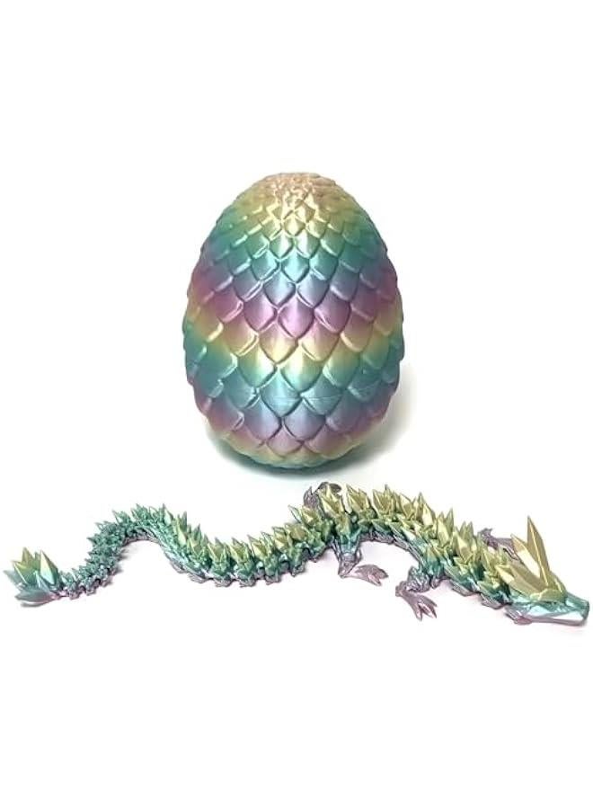 3D Printed Dragon in Egg Crystal Dragon Fidget Toy for Adult Full Articulated Dragon Home Office Decor