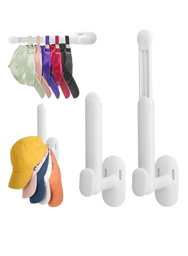 Hat Organizer for Baseball Caps, 2Pcs Metal Retractable Hat Rack for Baseball Caps,Hat Holder Organizer,  Hat Hooks Can Hold More Than 15 Hats