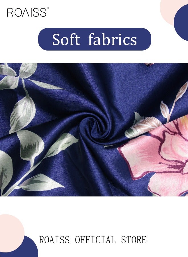 5-Pack Women's Sleepwear Sets Sling Lace Nightdress Sweet Pajama Home Wearing Clothes Loungewear Suits Floral Printing Ladies Nightwear Lingerie Robe Underwear Shorts Summer Spring Blue