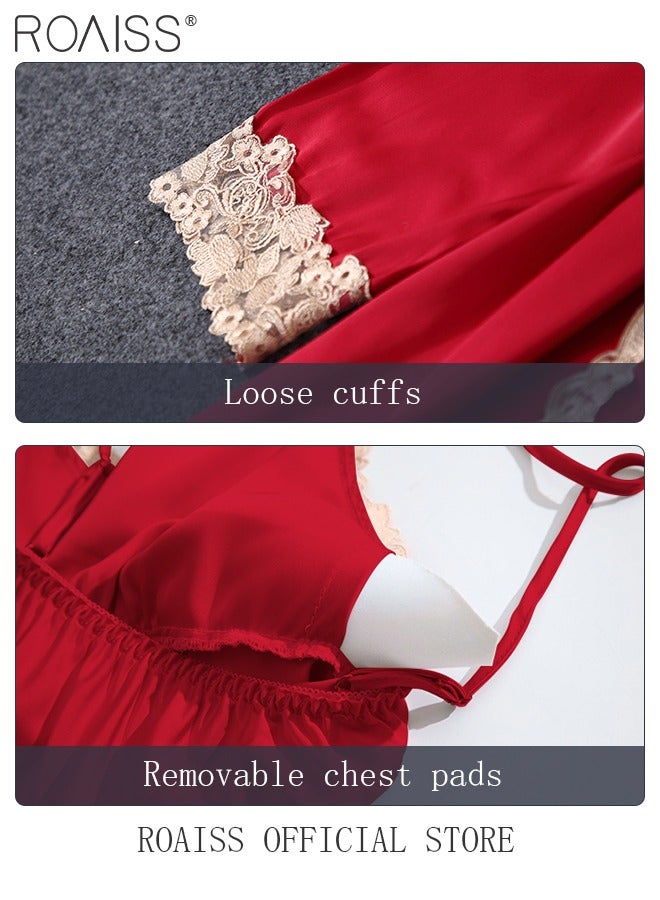 5-Pack Women's Pyjama Set Sling with Chest Pad Nightdress Sweet Sleepwear Home Wearing Clothes Suits Ladies Floral Printing Nightwear Lingerie Robe Underwear Shorts Summer Spring