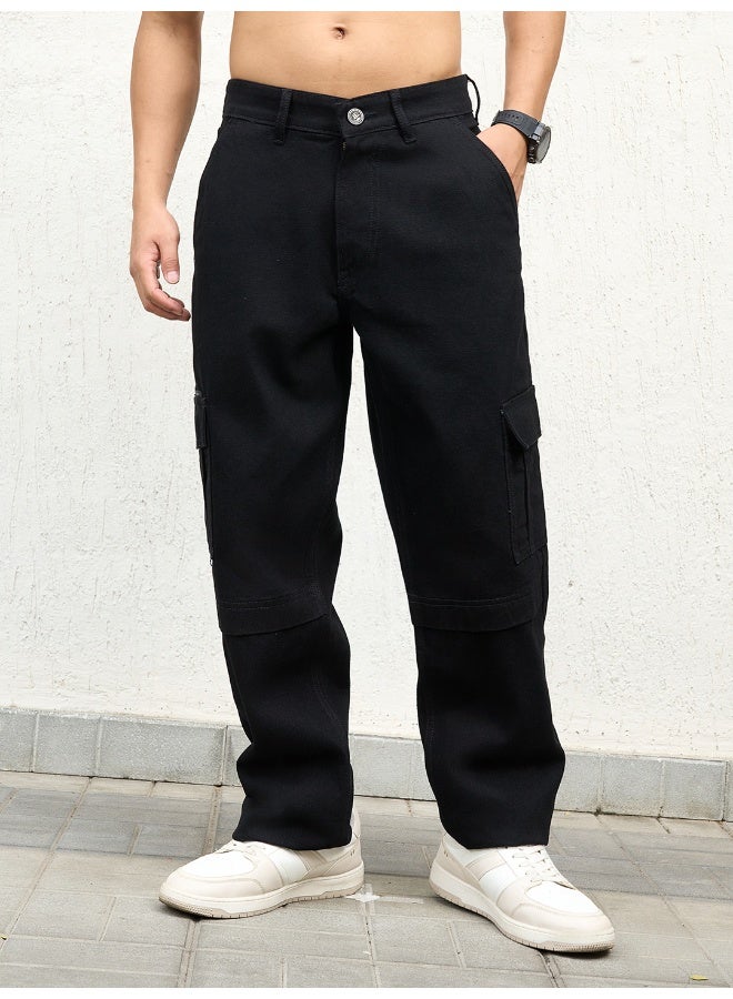 Men's Black Straight Fit Jeans - Sleek and Classic Denim