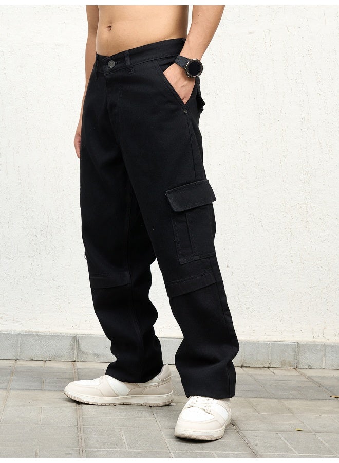 Men's Black Straight Fit Jeans - Sleek and Classic Denim