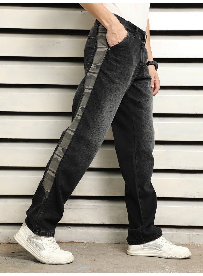 Men's Black Straight Fit Jeans - Sleek and Modern Denim