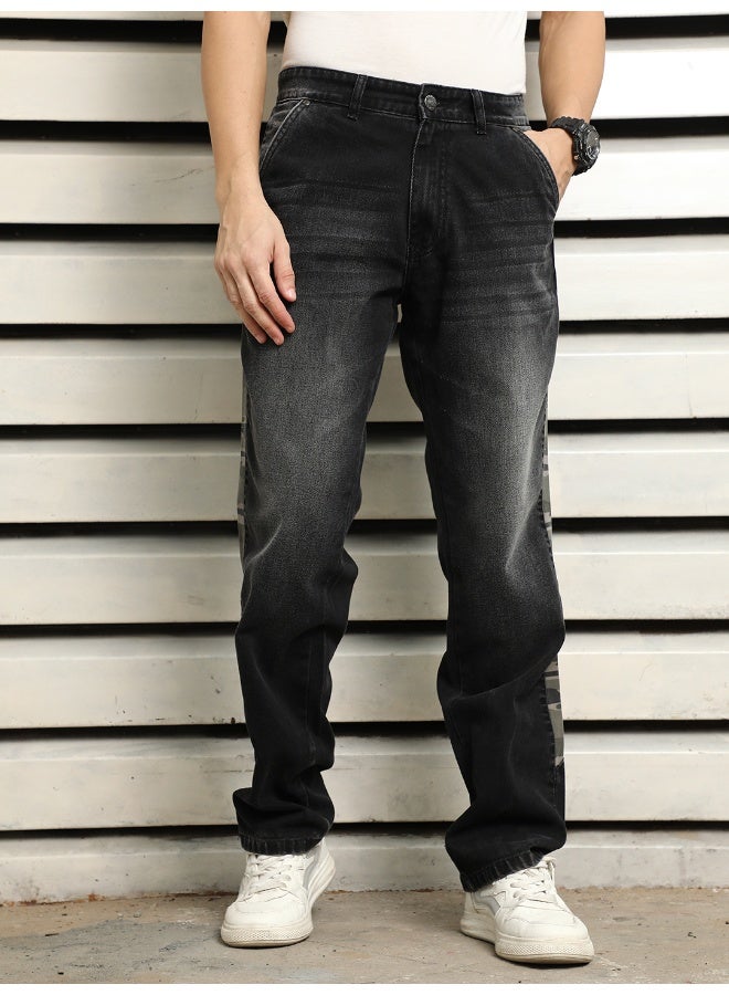 Men's Black Straight Fit Jeans - Sleek and Modern Denim