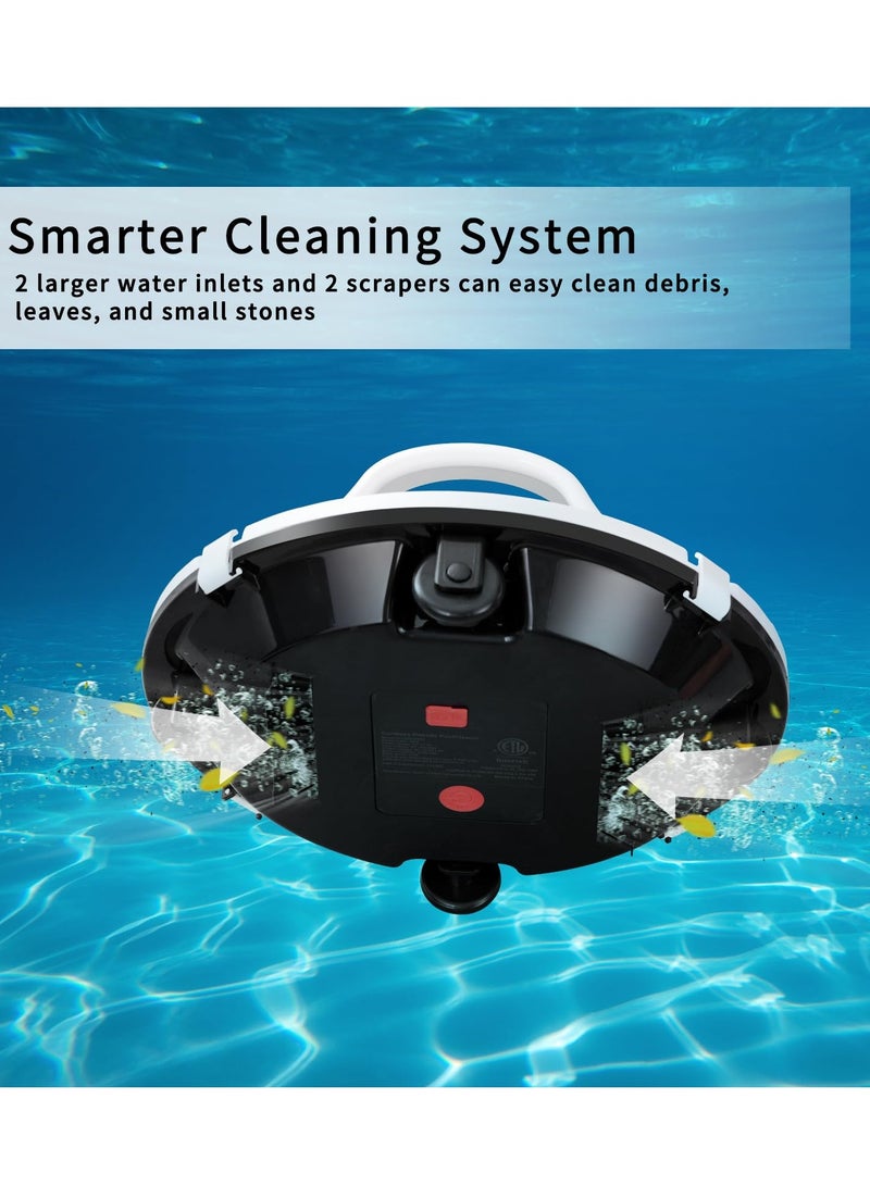 Cordless Pool Vacuum Cleaner, Robotic Pool Cleaner, Lasts 120min, Dual-Motor,Smart Navigation and Parking System, LED Indicator, Suitable for Flat Pools Up to 1000 sq, White