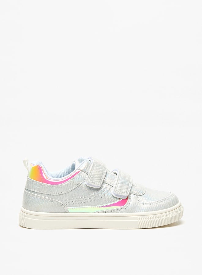 Girls Little Missy Panelled Sneakers with Hook and Loop Closure