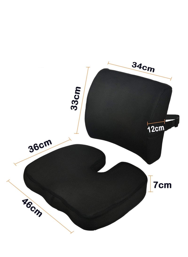 Seat Cushion and Lumbar Support Pillow For Car Office Chair Wheelchair