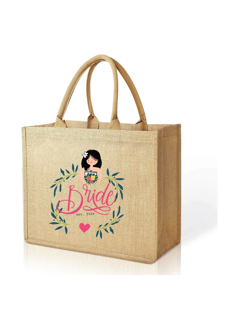 Jute Tote Bag-Bride Est-Wedding Party Gift Bag For Bridesmaids And Guests-Wedding Party Favors