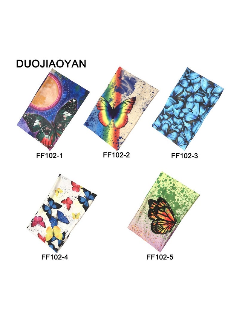 Colorful butterfly print elastic headscarf yoga running sports headband sweat-absorbent headscarf women's headwear (5 pieces)